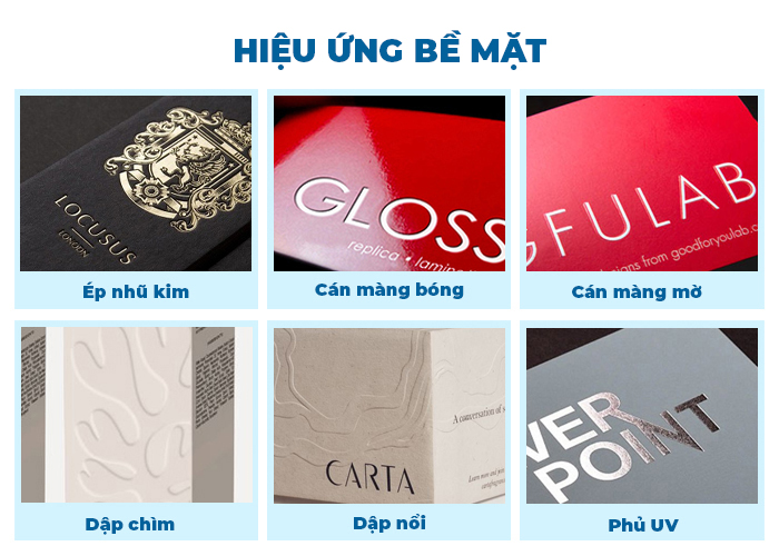 hiệu ứng bề mặt in hộp giấy